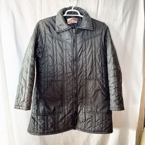 Vintage 80s Fingerhut Fashions Woman's Long Black Quilted Winter Coat READ SIZE